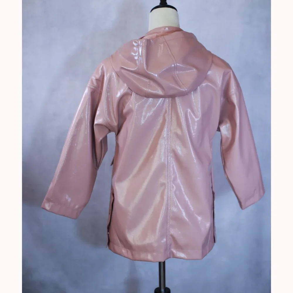 ZARA Girls Hooded Rubberized Pink Spring Raincoat Size 10 NWOT